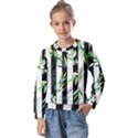 Minimal Stripes Pattern Kids  Long Sleeve Tee with Frill  View1