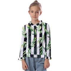 Minimal Stripes Pattern Kids  Frill Detail Tee