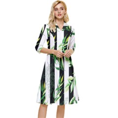 Minimal Stripes Pattern Classy Knee Length Dress