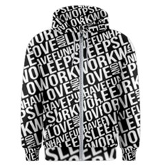 Sleep Work Love And Have Fun Typographic Pattern Men s Zipper Hoodie