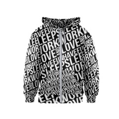 Sleep Work Love And Have Fun Typographic Pattern Kids  Zipper Hoodie