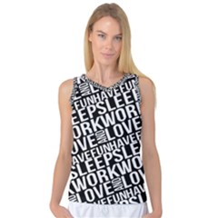 Sleep Work Love And Have Fun Typographic Pattern Women s Basketball Tank Top by dflcprintsclothing