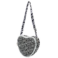 Sleep Work Love And Have Fun Typographic Pattern Heart Shoulder Bag by dflcprintsclothing