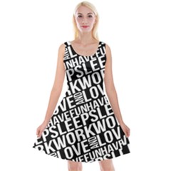 Sleep Work Love And Have Fun Typographic Pattern Reversible Velvet Sleeveless Dress by dflcprintsclothing