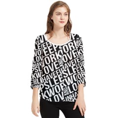 Sleep Work Love And Have Fun Typographic Pattern Chiffon Quarter Sleeve Blouse by dflcprintsclothing