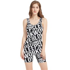 Sleep Work Love And Have Fun Typographic Pattern Women s Wrestling Singlet by dflcprintsclothing