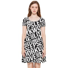 Sleep Work Love And Have Fun Typographic Pattern Inside Out Cap Sleeve Dress by dflcprintsclothing