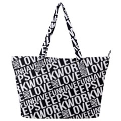 Sleep Work Love And Have Fun Typographic Pattern Full Print Shoulder Bag by dflcprintsclothing