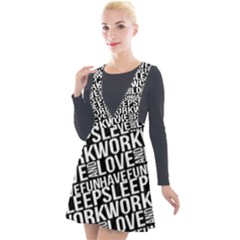 Sleep Work Love And Have Fun Typographic Pattern Plunge Pinafore Velour Dress by dflcprintsclothing