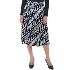 Sleep Work Love And Have Fun Typographic Pattern Classic Velour Midi Skirt  by dflcprintsclothing