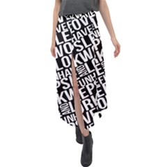 Sleep Work Love And Have Fun Typographic Pattern Velour Split Maxi Skirt