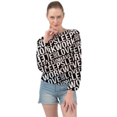 Sleep Work Love And Have Fun Typographic Pattern Banded Bottom Chiffon Top by dflcprintsclothing