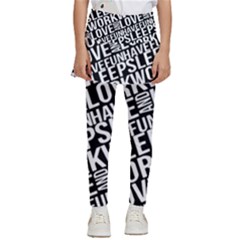 Sleep Work Love And Have Fun Typographic Pattern Kids  Skirted Pants by dflcprintsclothing