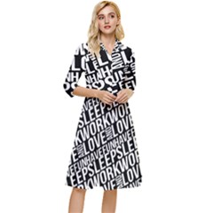 Sleep Work Love And Have Fun Typographic Pattern Classy Knee Length Dress