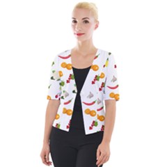 Fruits, Vegetables And Berries Cropped Button Cardigan by SychEva