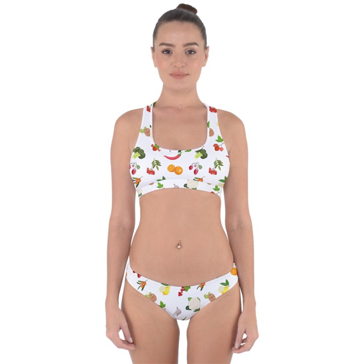 Fruits, Vegetables And Berries Cross Back Hipster Bikini Set