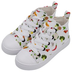 Fruits, Vegetables And Berries Kids  Mid-top Canvas Sneakers by SychEva