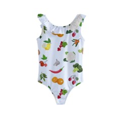 Fruits, Vegetables And Berries Kids  Frill Swimsuit by SychEva