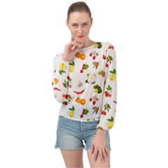 Fruits, Vegetables And Berries Banded Bottom Chiffon Top by SychEva