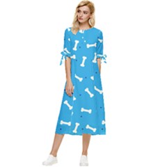 Dog Love Bow Sleeve Chiffon Midi Dress