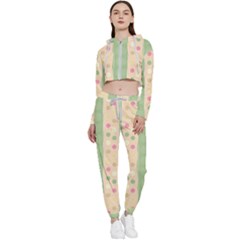 Circular Minimal Art Cropped Zip Up Lounge Set by designsbymallika