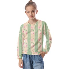 Circular Minimal Art Kids  Long Sleeve Tee With Frill 