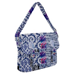 Blue Pastel Print Buckle Messenger Bag by designsbymallika