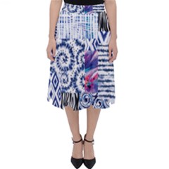 Blue Pastel Print Classic Midi Skirt by designsbymallika