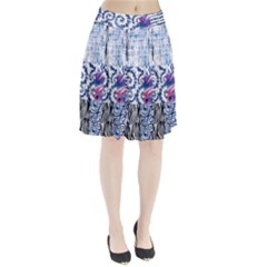 Blue Pastel Print Pleated Skirt by designsbymallika