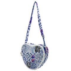 Blue Pastel Print Heart Shoulder Bag by designsbymallika