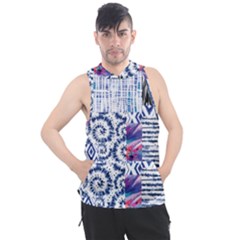 Blue Pastel Print Men s Sleeveless Hoodie by designsbymallika