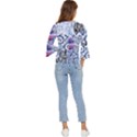 Blue Pastel Print Bell Sleeve Top View4