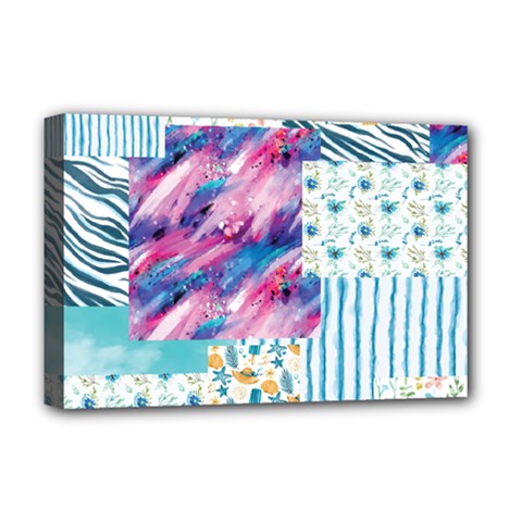 Blue Wavespastel Deluxe Canvas 18  X 12  (stretched) by designsbymallika