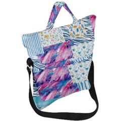 Blue Wavespastel Fold Over Handle Tote Bag by designsbymallika