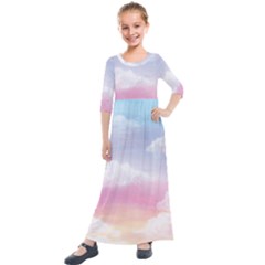 Evening Sky Love Kids  Quarter Sleeve Maxi Dress by designsbymallika