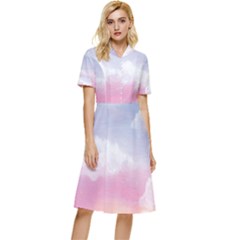 Evening Sky Love Button Top Knee Length Dress