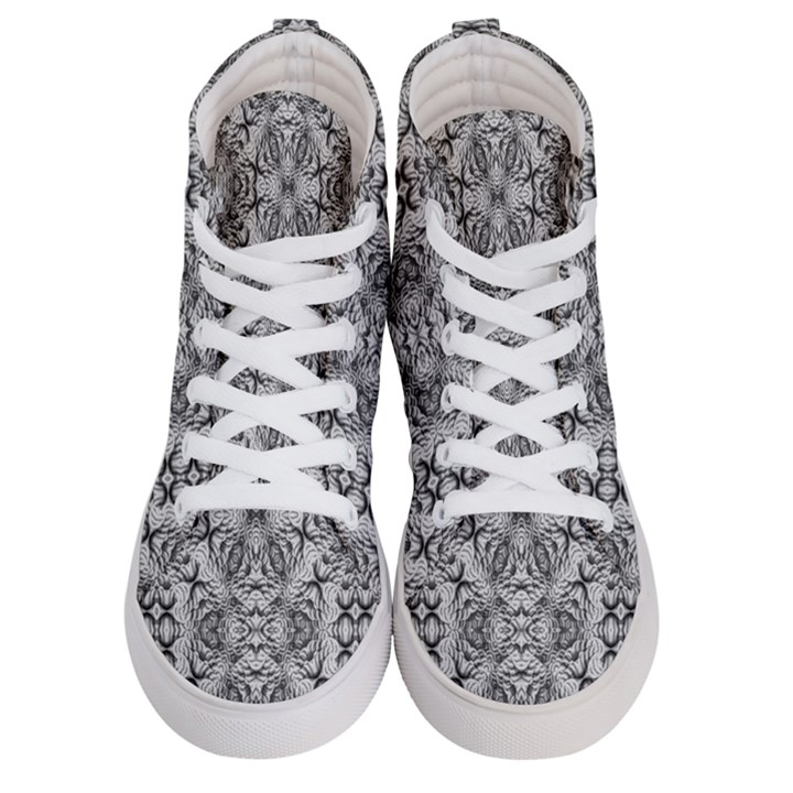 Black And White Ornate Pattern Women s Hi-Top Skate Sneakers