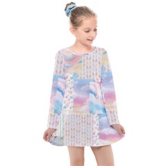 Pastel Love Kids  Long Sleeve Dress by designsbymallika