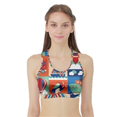 Travel With Love Sports Bra With Border by designsbymallika