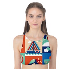 Travel With Love Tank Bikini Top by designsbymallika