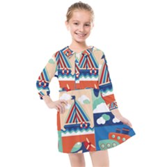 Travel With Love Kids  Quarter Sleeve Shirt Dress by designsbymallika