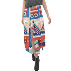 Travel With Love Velour Split Maxi Skirt by designsbymallika