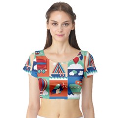 Travel With Love Short Sleeve Crop Top by designsbymallika