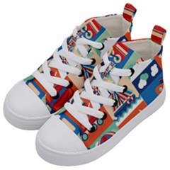 Travel With Love Kids  Mid-top Canvas Sneakers by designsbymallika