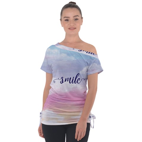 Smile Off Shoulder Tie-up Tee by designsbymallika