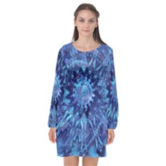 Fuzzball Mandala Long Sleeve Chiffon Shift Dress  by MRNStudios