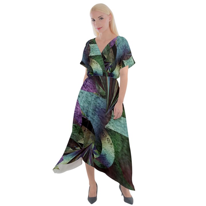 Cyclone Cross Front Sharkbite Hem Maxi Dress