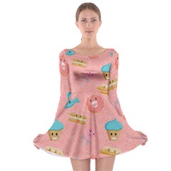 Toothy Sweets Long Sleeve Skater Dress by SychEva