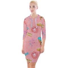 Toothy Sweets Quarter Sleeve Hood Bodycon Dress by SychEva