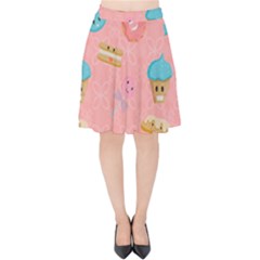 Toothy Sweets Velvet High Waist Skirt by SychEva